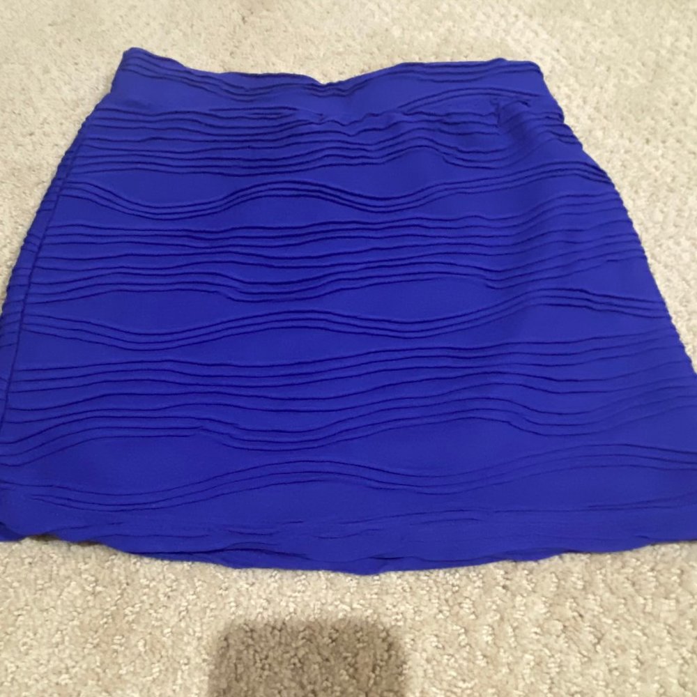 Swoon Cobalt Blue Ripple Texture Junior Mini Skirt